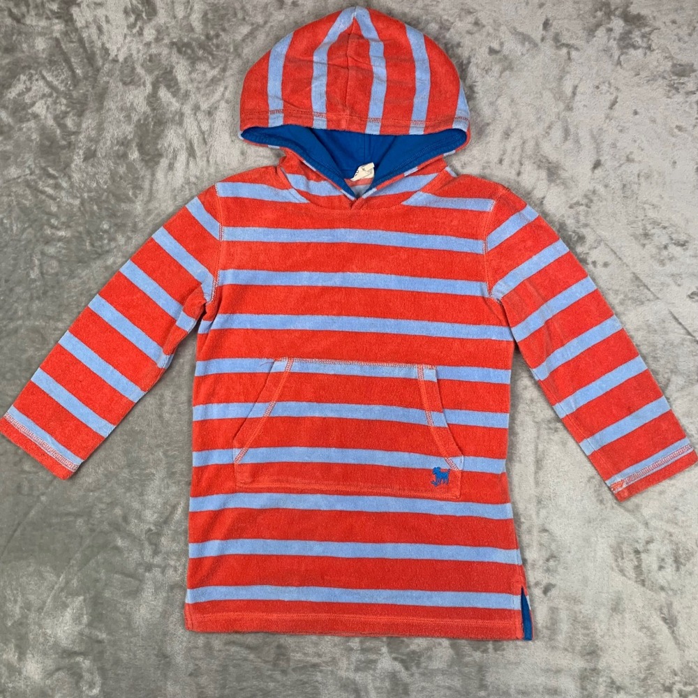 Mini Boden Kids Striped Terry Cloth Hoodie Sweatshirt Boy 5-6Y Swim Coverup Pool